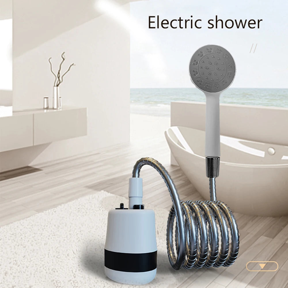 Compact electric shower for outdoor and travel use